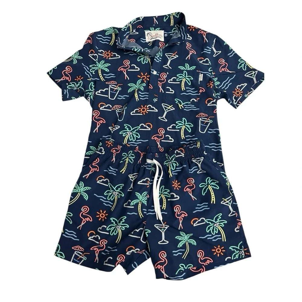 Chubbies Swimsuit Set Outfit Polo Shirt & Swim Trunks Sizes Small & Medium T13-8